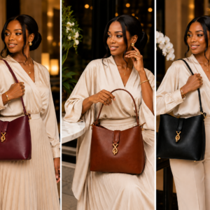 Home luxury women’s leather shoulder bag – elegant gold hardware handbag with zipper & strap
