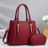 Elegance Duo Satchel Set Brown, Black, Red